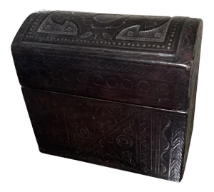 Vintage Tooled Leather Dome Top Box