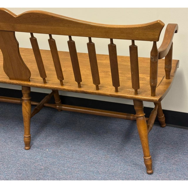 American Mid 20th Century Rockport Maple Bench For Sale - Image 3 of 12