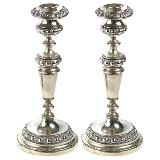 Early 20th Century Silver Plated Candleholders, 1900s, Set of 2 For Sale
