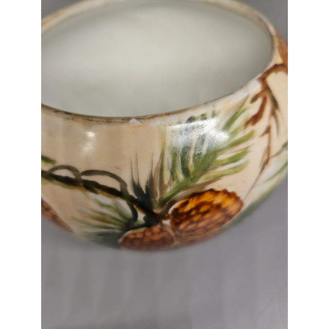 Mid-Century Modern Vintage Hand-Painted Vase/Bowl With Pine Cone Decoration For Sale - Image 3 of 4