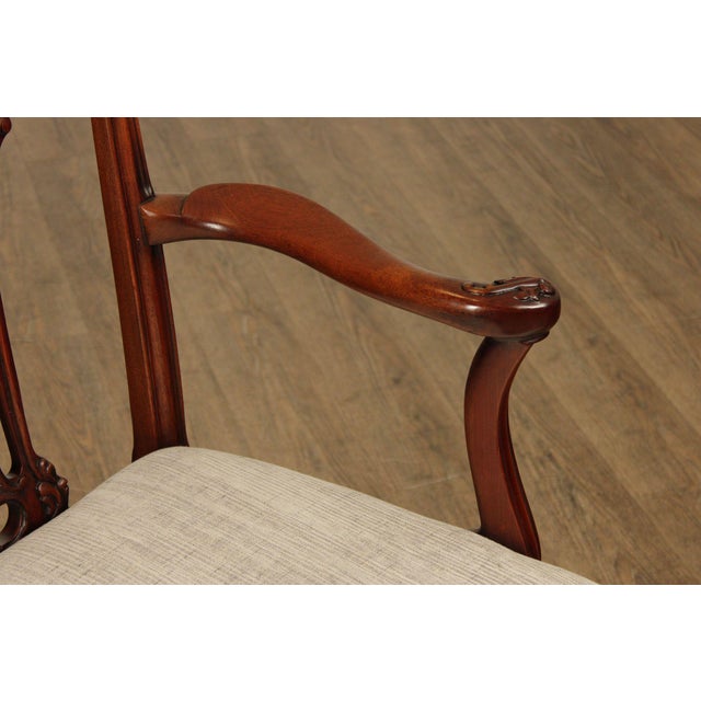 Chippendale Style Quality Set Of Eight Solid Mahogany Dining Chairs For Sale - Image 15 of 18
