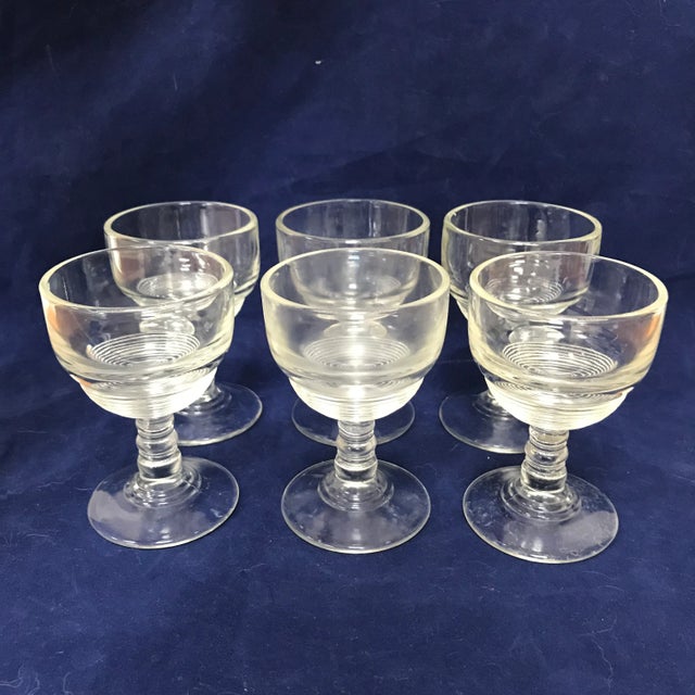 Late 19th Century 1880s Ribbed Glasses on Serving Tray - Set of 7 For Sale - Image 5 of 7