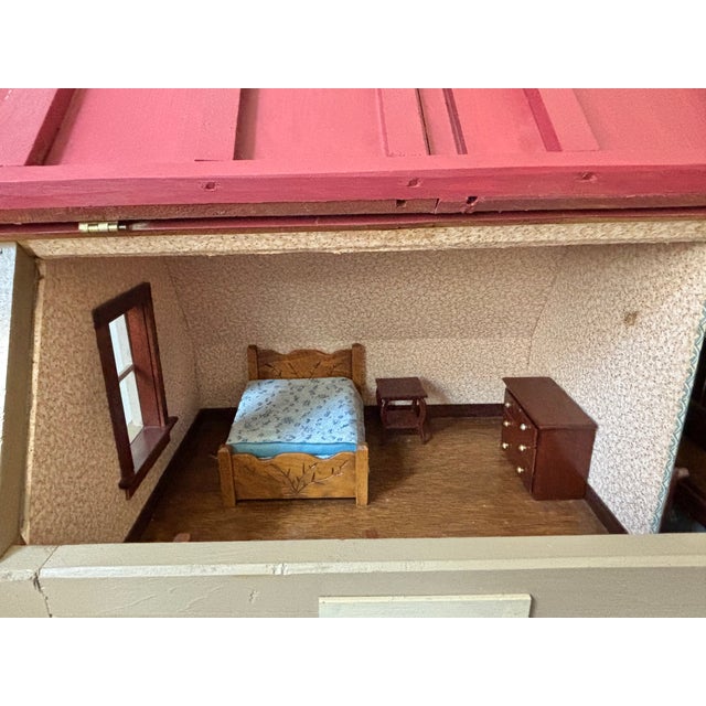 Early 20th Century Bench Made Folk Art Colonial Dollhouse, Furnished For Sale - Image 9 of 17