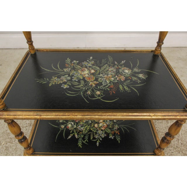 Sarreid Floral Decorated 3 Tier Dessert Trolly Cart For Sale - Image 9 of 13
