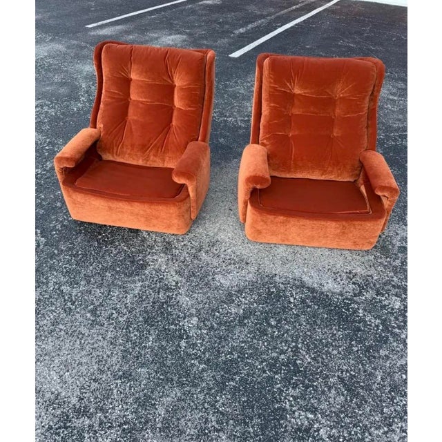 Orange Reupholstered Mid Century Space Age Orchidee Chair Pair, Michael Cadestin for Airborne International For Sale - Image 8 of 11