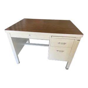 1940s Vintage Mid Century Modern Metal Tanker Desk