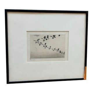 Frank W. Benson ‘The V’ Original Etching, Framed For Sale
