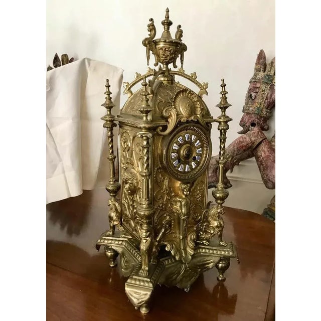 Traditional Large 19th Century Brass Clock For Sale - Image 3 of 12