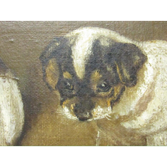 Antique English Painting of Jack Russell Puppies at Play For Sale - Image 12 of 16