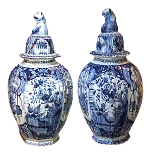 18th Century Dutch Lidded Urns - a Pair