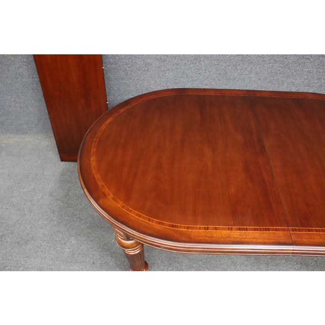 Thomasville Attributed Cherry Oval Double Pedestal Dining Table With Extensions For Sale In Philadelphia - Image 6 of 13