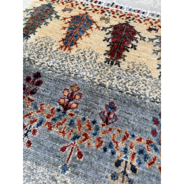 Ivory Gabbeh Weeping Willow Rug, Hand-Knotted Wool, 2x3, Ivory & Slate For Sale - Image 8 of 11