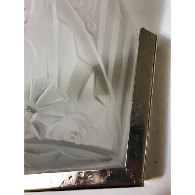 Glass French Art Deco Sconces Signed by J Robert - a Pair For Sale - Image 7 of 9