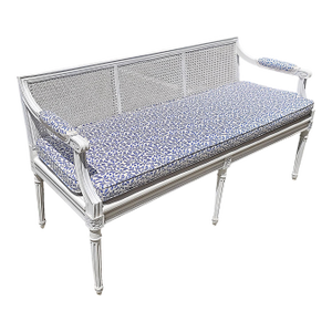 1920s French Louis XVI Style Caned Sette Bench