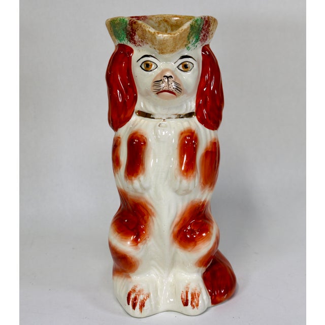 English Antique Staffordshire King Charles Spaniel Toby Pitcher For Sale - Image 3 of 13