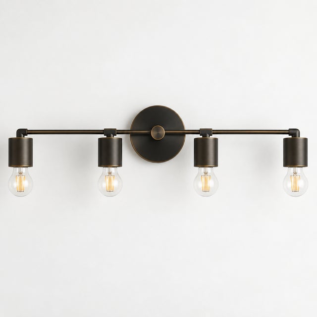 Not Yet Made - Made To Order Contemporary Handcrafted Brass 4-Light Vanity Sconce, Antique Brass Bathroom Mirror & Wall Picture Light For Sale - Image 5 of 12