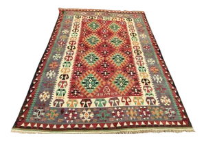 Vintage Turkish Kilim Rug - 73" X 117"