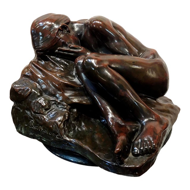 Paul-Albert Bartholomé - Nude Crying -Original Bronze Sculpture-C.1900s For Sale
