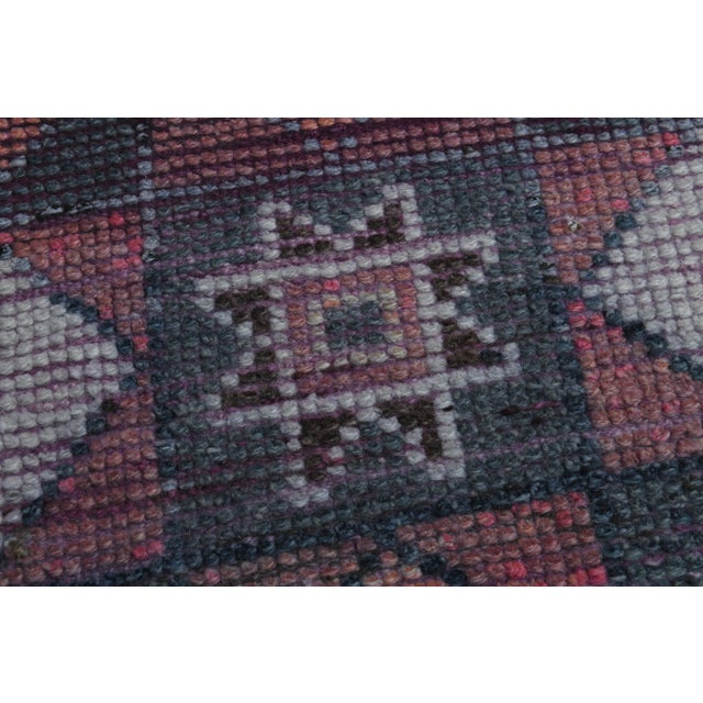 1970s Vintage Turkish Handmade Wool & Cotton Purple Runner Rug For Sale - Image 11 of 11