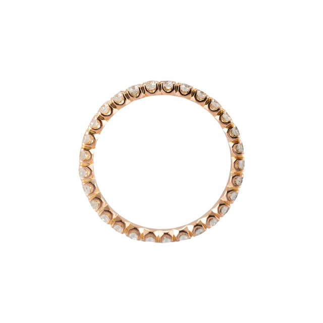 Ladies 18k Rose Gold 1.02ctw Round Diamond Full Eternity Wedding Band Ring For Sale In Houston - Image 6 of 8