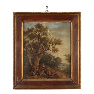 Flemish School Artist, Landscape with Wayfarers, 1700s, Oil Painting, Framed For Sale