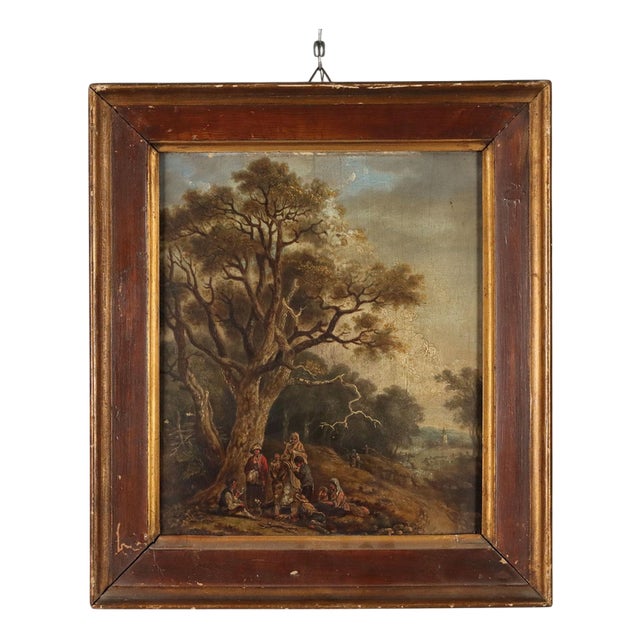 Flemish School Artist, Landscape with Wayfarers, 1700s, Oil Painting, Framed For Sale