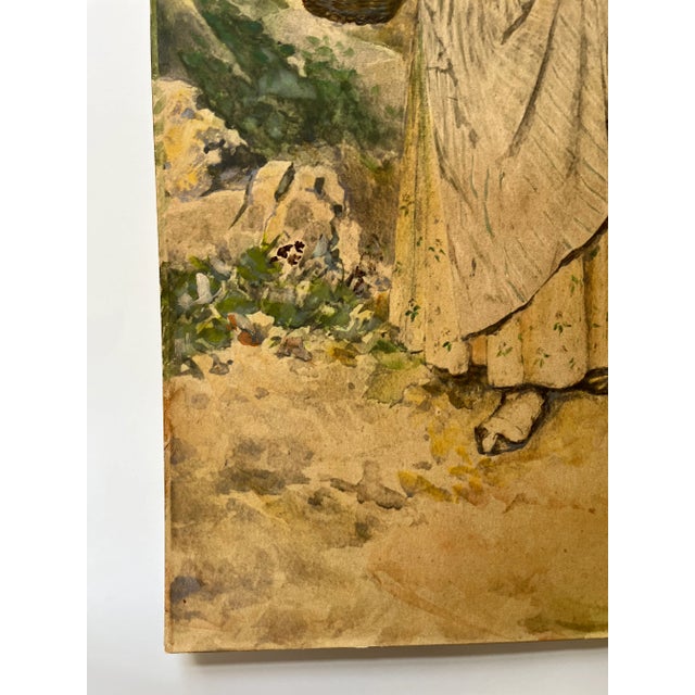 Late 19th Century Antique Watercolor Painting by Clelia Bompiani-Battaglia For Sale - Image 5 of 11