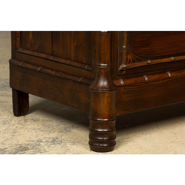 19th Century French Napoleon III Bamboo Dresser With Carrara Marble and Mirror For Sale - Image 17 of 18