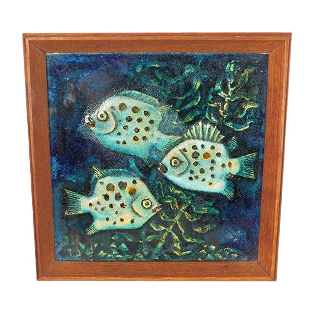 Large Ceramic Fish Wall Plate from Karlsruher Majolika, 1950s For Sale