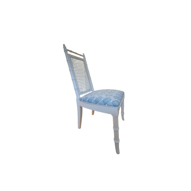 Mid 20th Century Set of 4 Custom Upholstered Cane-Back Chairs For Sale - Image 4 of 7