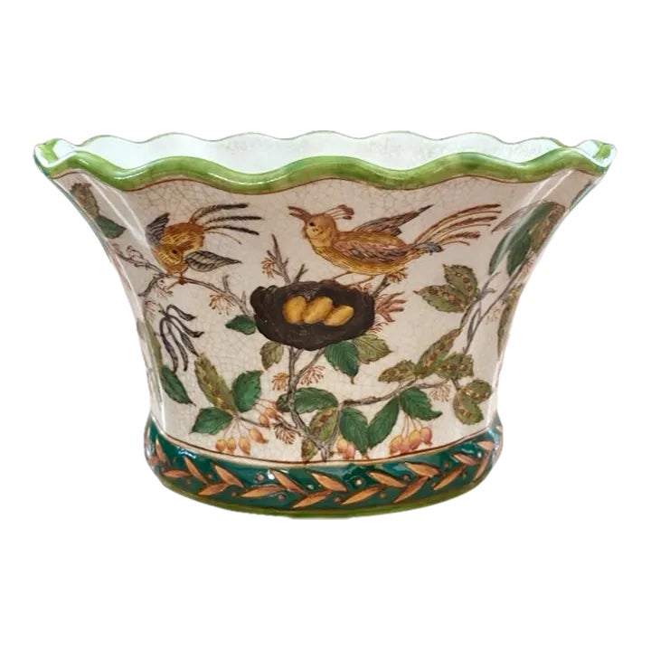 Vintage Porcelain Wong Lee Planter With Crackle Finish | Chairish