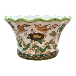 Vintage Porcelain Wong Lee Planter With Crackle Finish