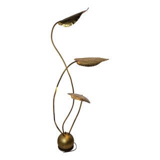 Three-Leaf Brass Floor Lamp by Carlo Giorgi for Bottega Gadda, 1960s For Sale