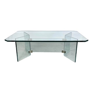 Postmodern 1970s Glass Coffee Table Attributed to Leon Rosen for Pace Collection For Sale
