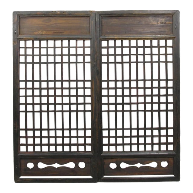 Pair of Vintage Chinese Latticed Screen Panel 1 For Sale