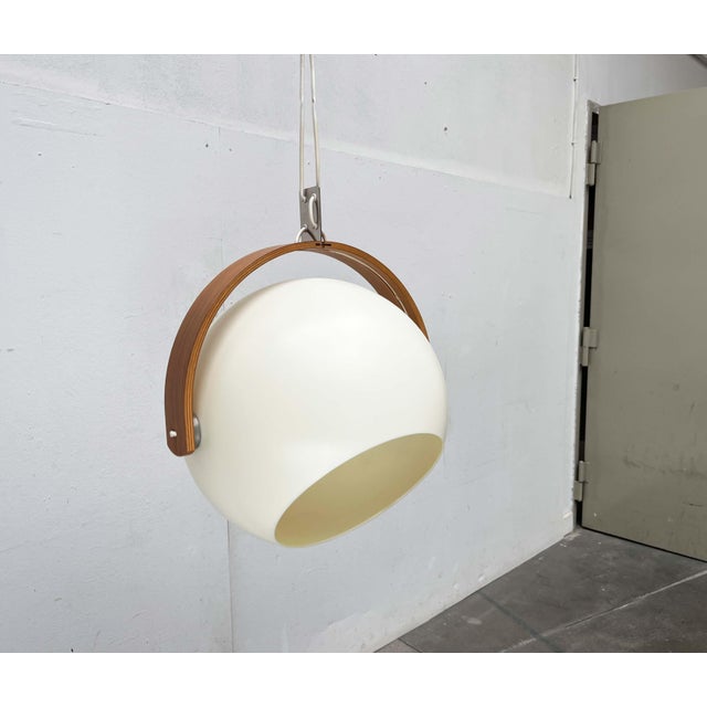 Mid-Century Modern Swiss Space Age Plastic and Plywood Pendant Lamp from Temde, 1960s For Sale - Image 11 of 18