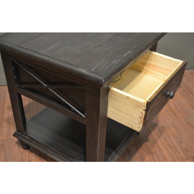 Rustic Discontinued Greenview Charcoal End Table For Sale - Image 3 of 10