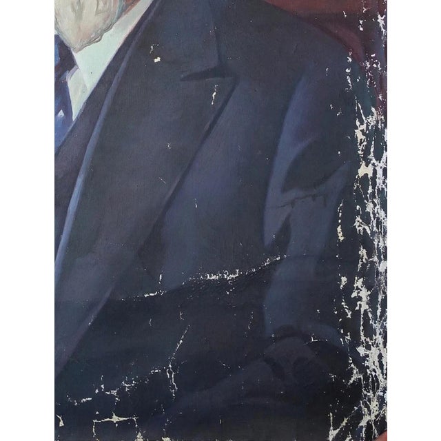Mikhail Kalinin Portrait Painting, Socialist Realism Art, 1970s For Sale - Image 6 of 6