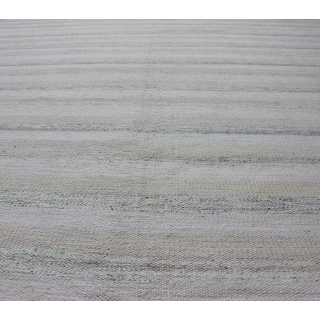 Textile Modern Scandinavian Flat Weave Rug With Subtle Horizontal Stripe Pattern For Sale - Image 7 of 12