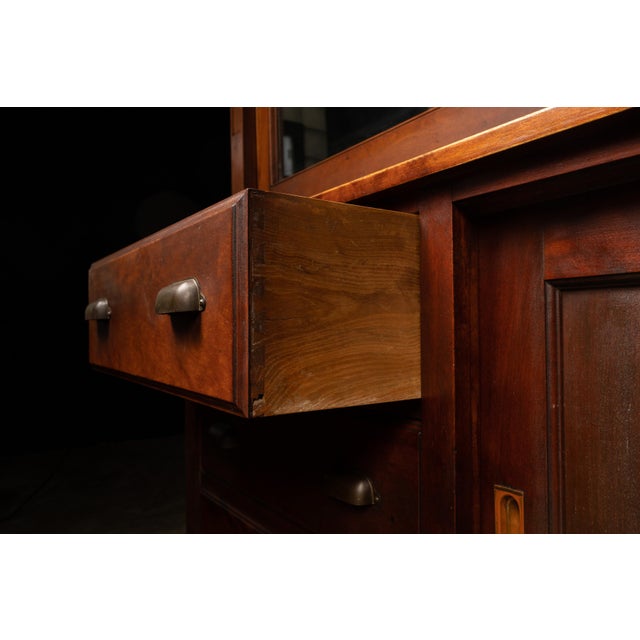 Brown Massive Antique Mercantile Display Cabinet For Sale - Image 8 of 13