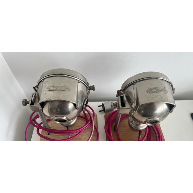 Vintage French "Summa" Headlight Lamps – Industrial Mid Century Modern Statement - a Pair For Sale - Image 4 of 5