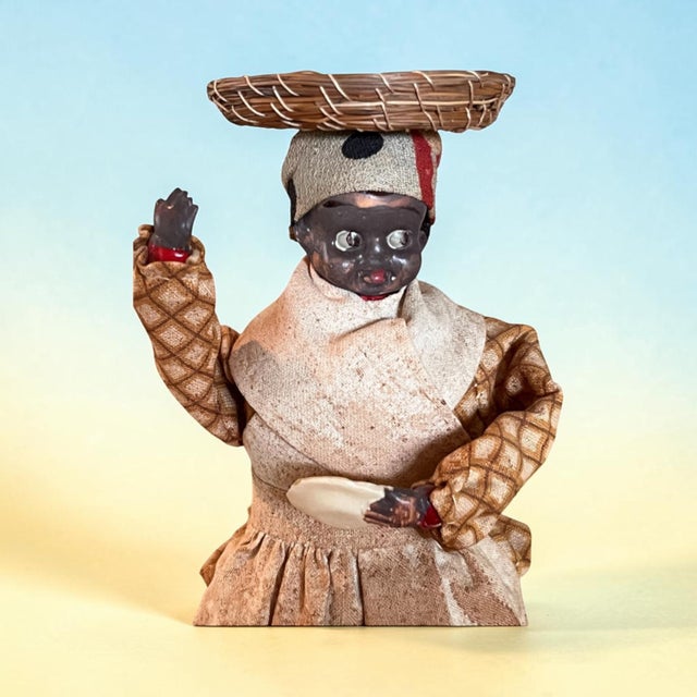 Folk Art Antique 1922 Jamaican b.w.i. Handmade Folk Art Market Woman Doll With Basket For Sale - Image 3 of 8