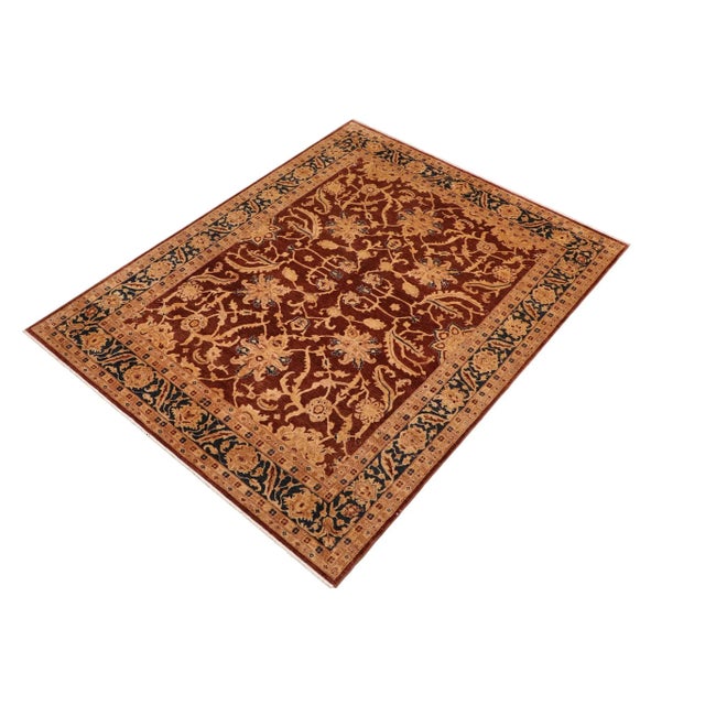Traditional Oriental Ziegler Brown Blue Hand-Knotted Wool Rug - 8'1'' X 11'1'' For Sale - Image 3 of 8