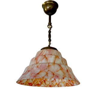 Art Deco Pendant Light in Marblel Glass, 1930s For Sale