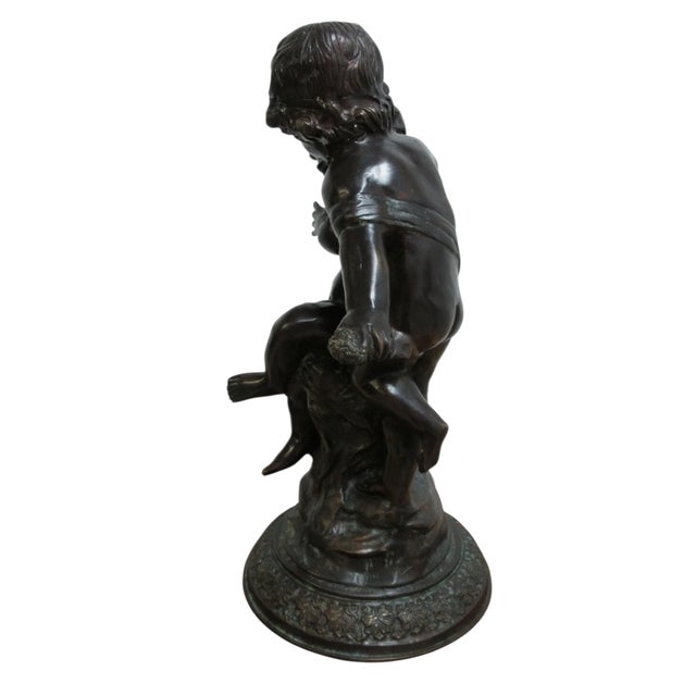Bronze Frolicking Boy Girl Statue Italian Regency French