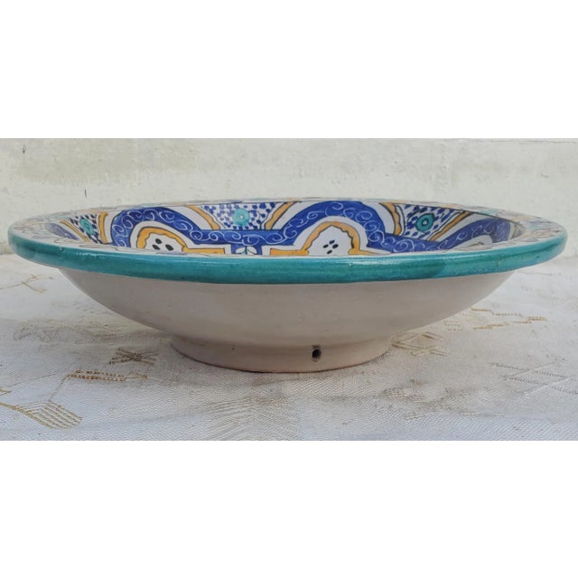 Moroccan Moroccan Hand Painted Pottery Plate, Multi-Color For Sale - Image 3 of 6