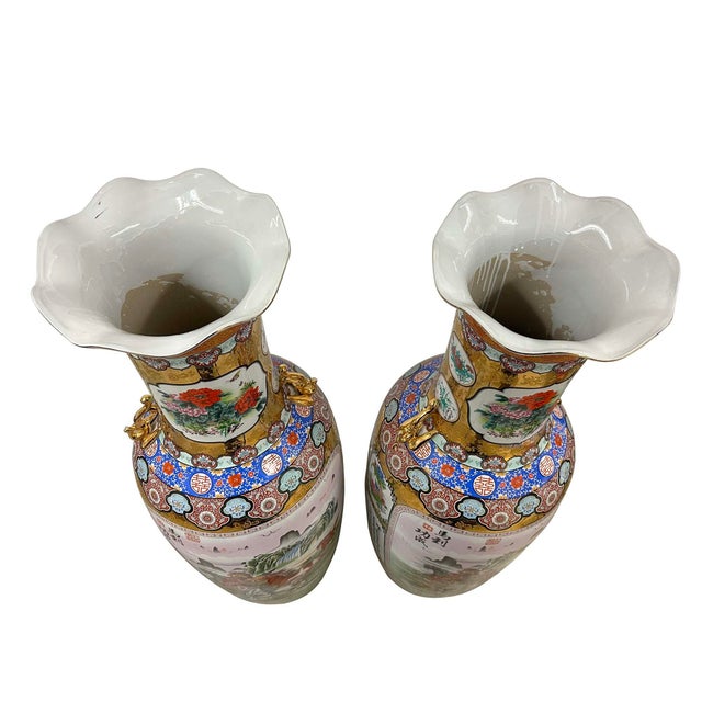 Pair of Vintage Chinese Famille Rose Porcelain Floor Vases For Sale - Image 18 of 18