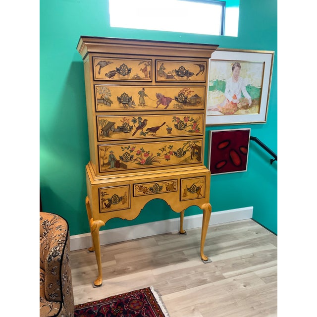 1970s Vintage Baker Chinoiserie Highboy For Sale - Image 9 of 9