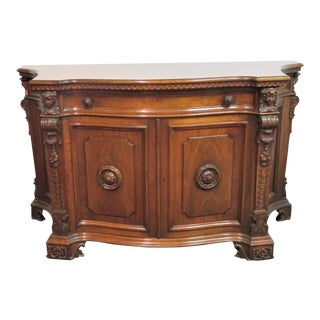 Italian Style Walnut Figural Carved Commode For Sale