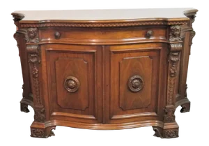 Italian Style Walnut Figural Carved Commode